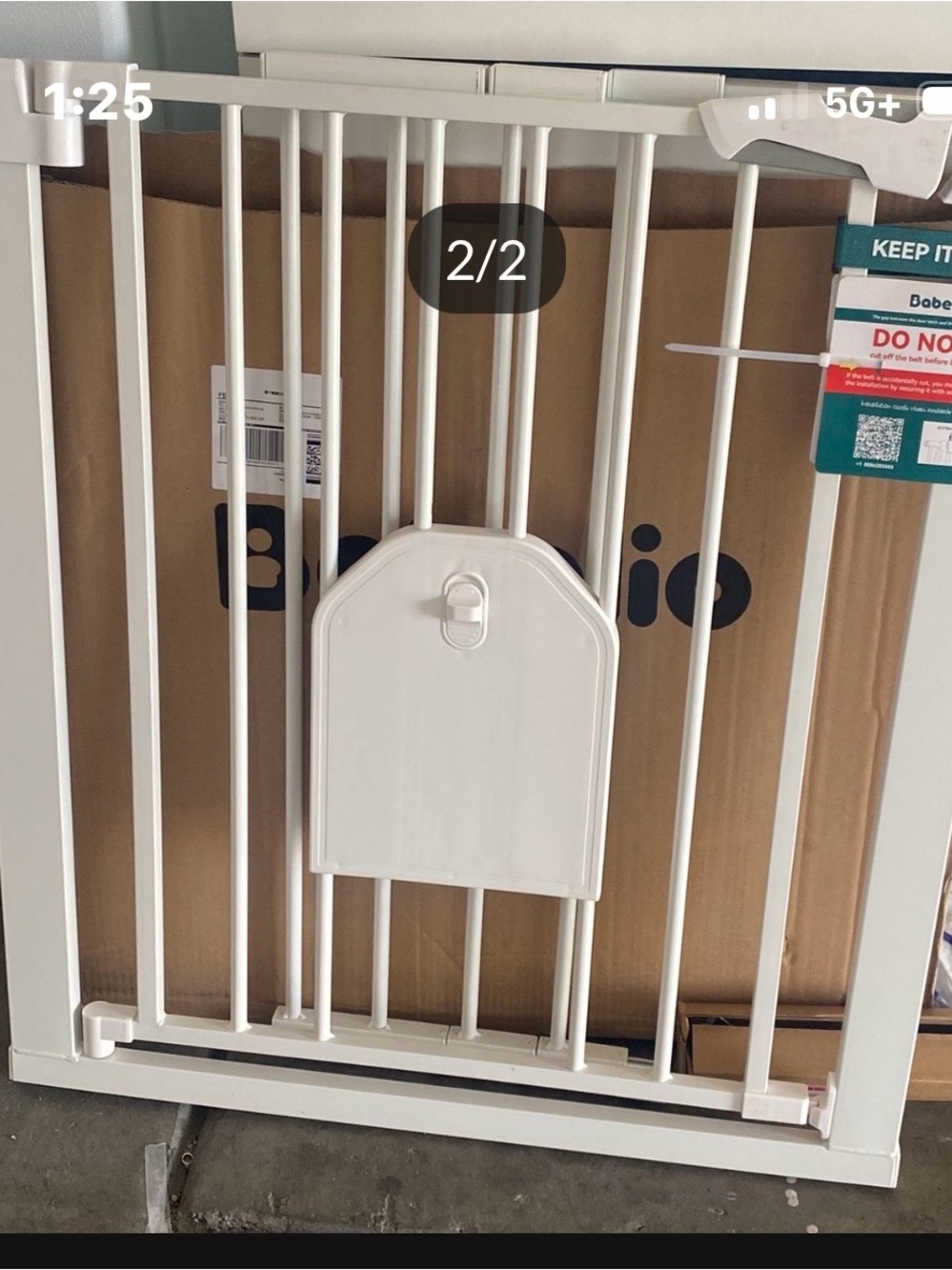 Baby Gate with Small Access Door - White